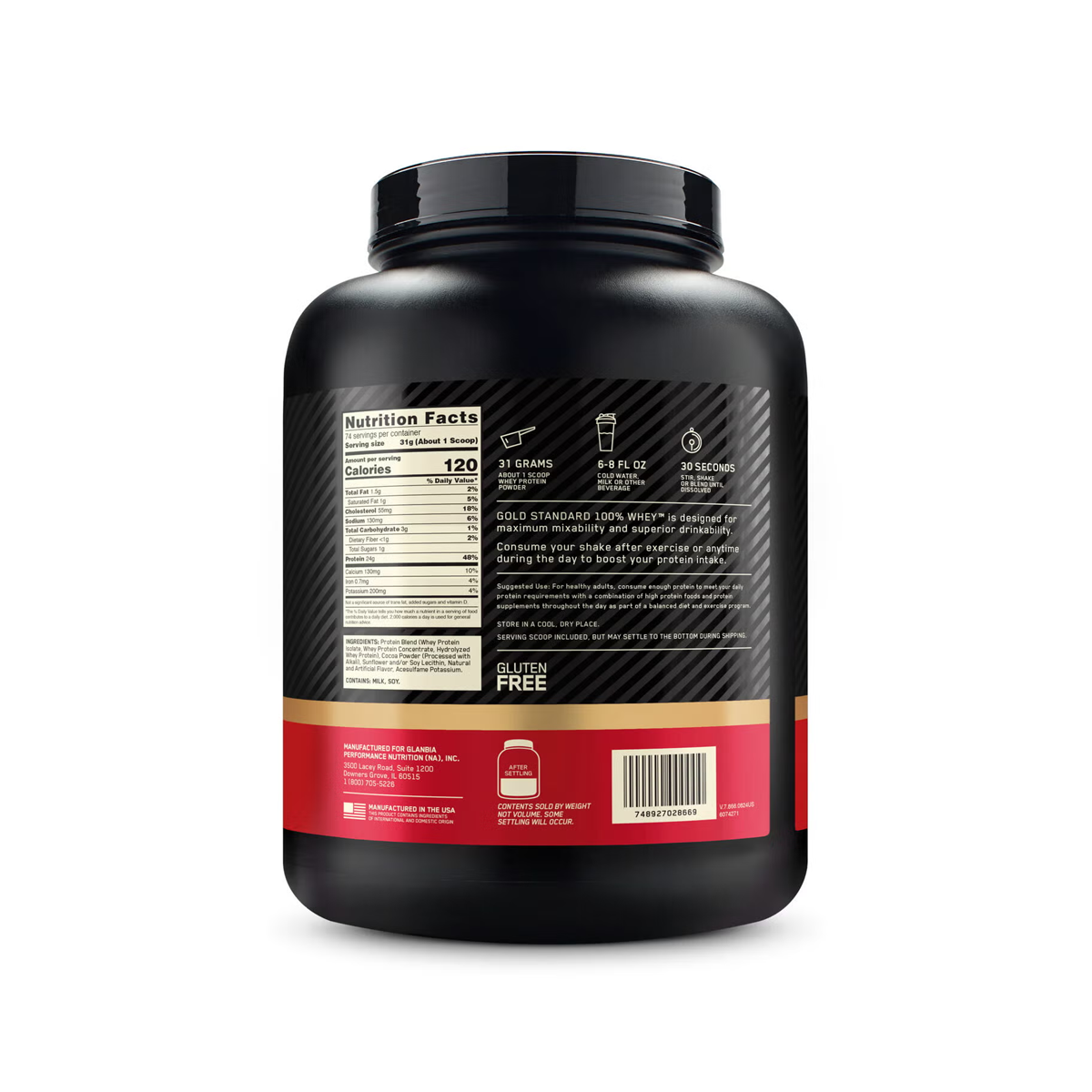 Gold Standard 100% Whey™ – Double Rich Chocolate (74 Servicios)